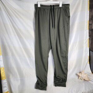 Nike Dri-Fit Olive Green Black Logo Poly Fleece Lined Mesh Pocket Jogger Sz XXLT